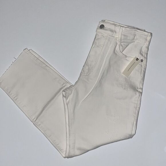 Anthropologie Pilcro Distressed Frayed Hem White Denim Jeans - Picture 9 of 16